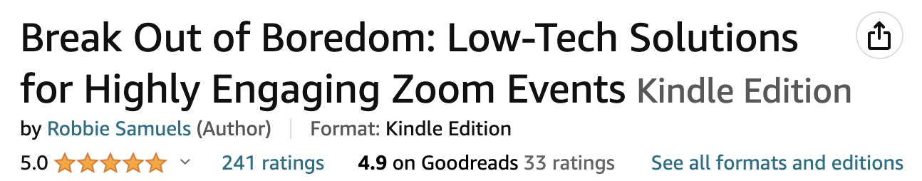 "Break Out of Boredom" has a 5 stars on Amazon with 241 ratings and a 4.9 stars on Goodreads with 33 ratings